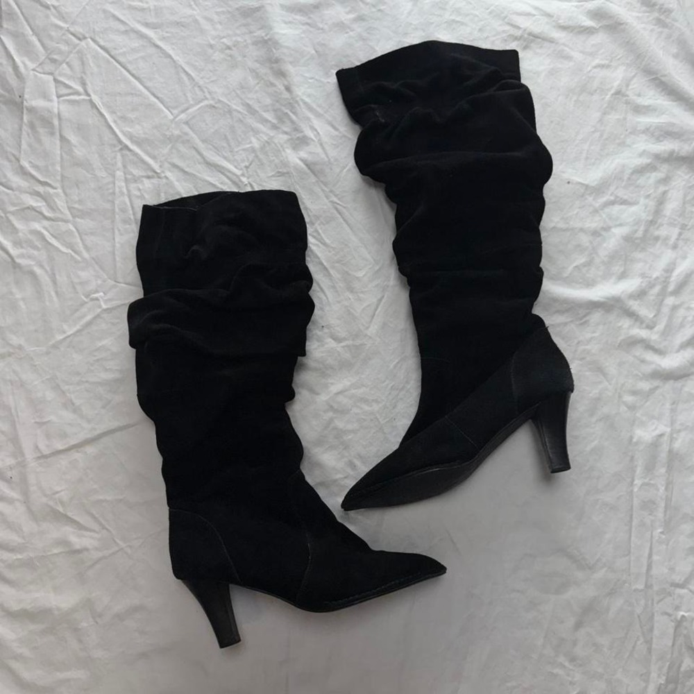 Black Suede Slouch Boot Sz 8